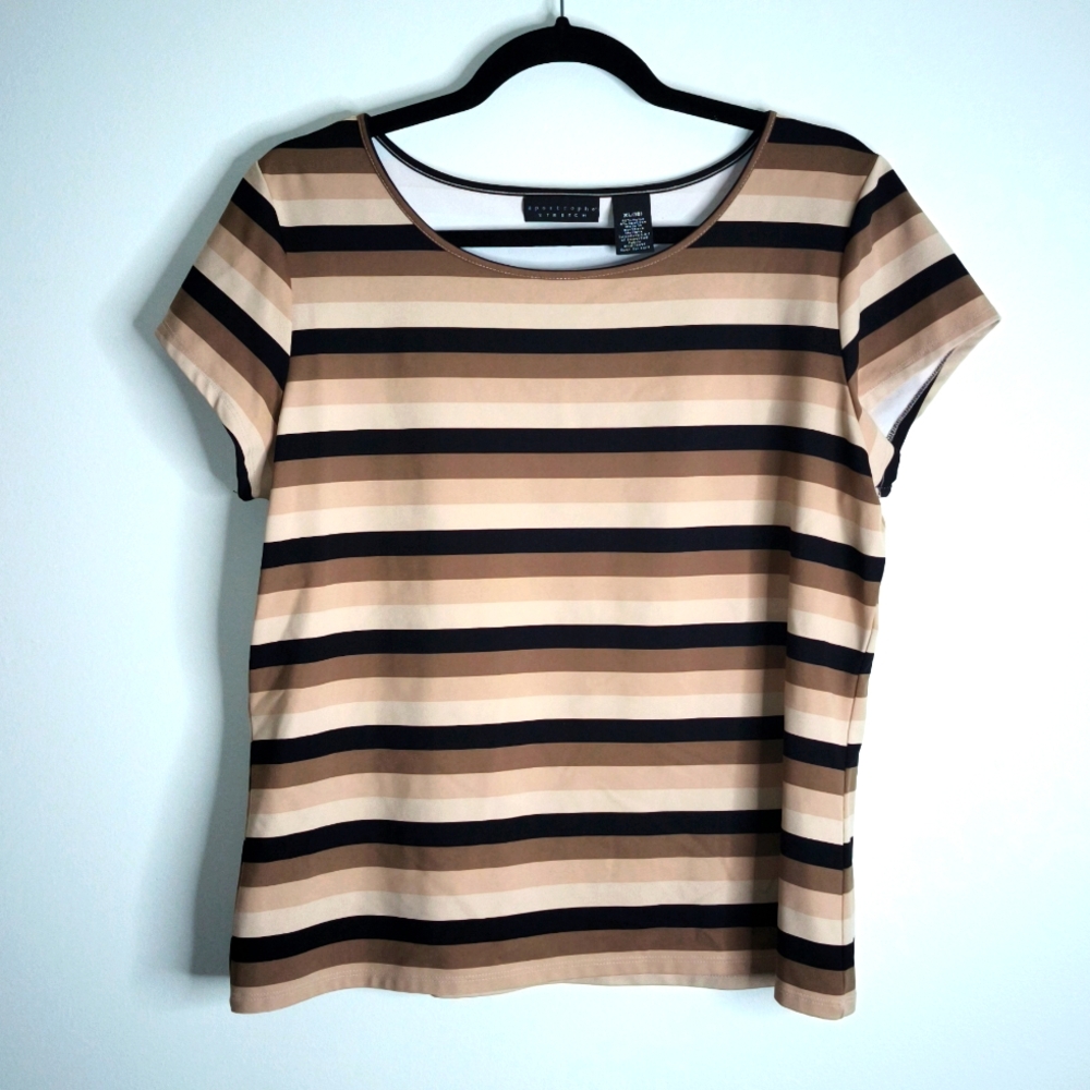 Apostrophe striped short sleeve top